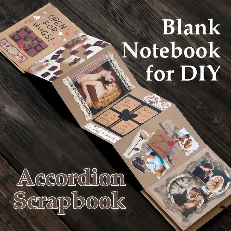 Accordion Foldable Scrapbook Album DIY Craft Kit, Memory Photo Book with Stickers, Markers & Gift Bag