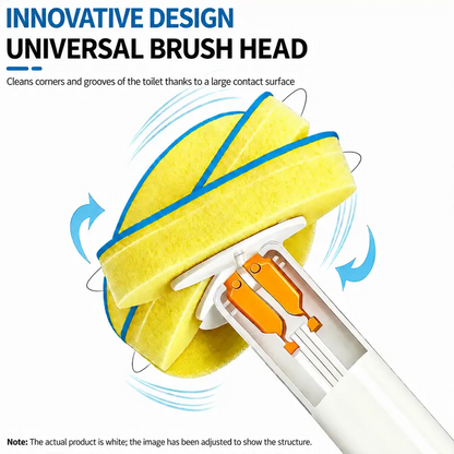 Disposable Toilet Scrubber Brush Kit – No-Touch Rotating Handle with 32 Refill Heads, Self-Cleaning Pads & Holder