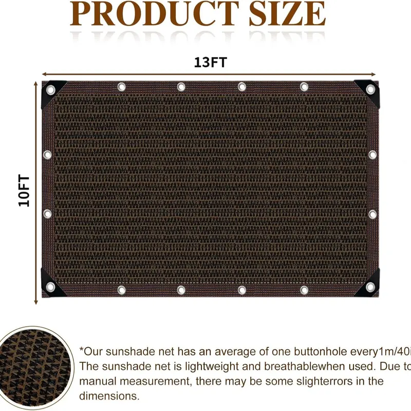 90% Blackout Shade Cloth, 10 x 13 FT Outdoor Sun Shade Net