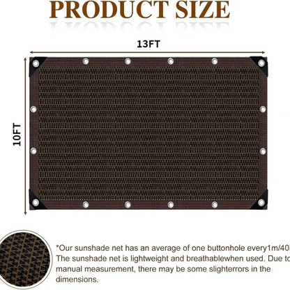 90% Blackout Shade Cloth, 10 x 13 FT Outdoor Sun Shade Net