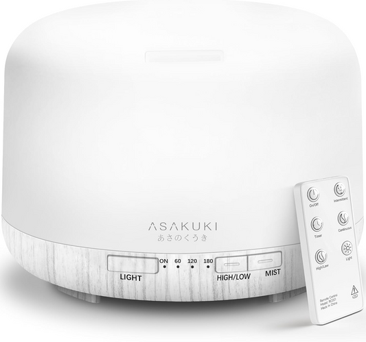 500ML Essential Oil Diffuser – Ultrasonic Aromatherapy Humidifier with 7-Color LED Lights, Timer & Auto Shut-Off