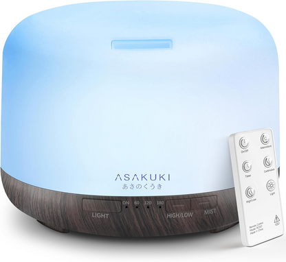 500ML Essential Oil Diffuser – Ultrasonic Aromatherapy Humidifier with 7-Color LED Lights, Timer & Auto Shut-Off