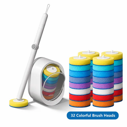 Disposable Toilet Scrubber Brush Kit – No-Touch Rotating Handle with 32 Refill Heads, Self-Cleaning Pads & Holder