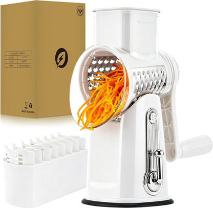 Rotary Cheese Grater with 5 Stainless Steel Blades, Vegetable Shredder