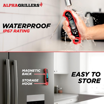 Instant Read Digital Meat Thermometer, Fast Accurate Food Thermometer for Grilling, Cooking & BBQ