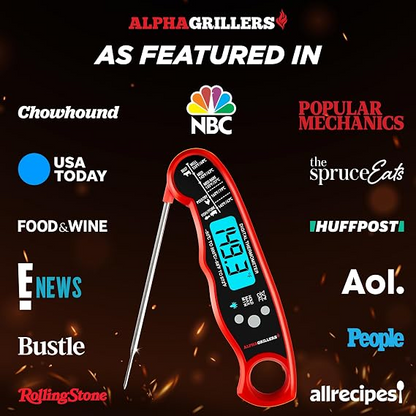Instant Read Digital Meat Thermometer, Fast Accurate Food Thermometer for Grilling, Cooking & BBQ