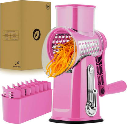 Rotary Cheese Grater with 5 Stainless Steel Blades, Vegetable Shredder