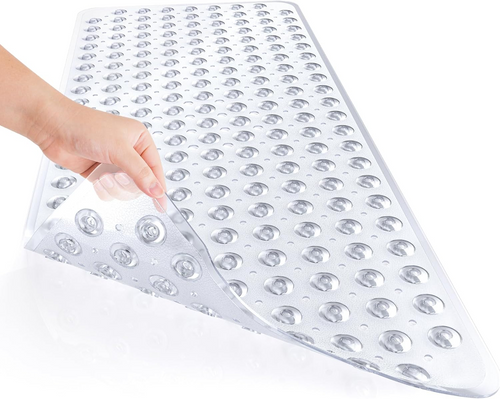Extra Large Non-Slip Bathtub Mat, 40 x 16 Inch Anti-Slip Shower Mat with Suction Cups & Drain Holes