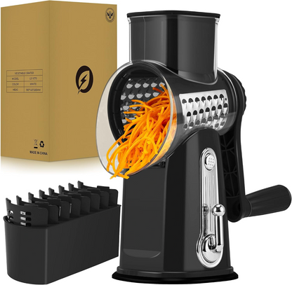 Rotary Cheese Grater with 5 Stainless Steel Blades, Vegetable Shredder