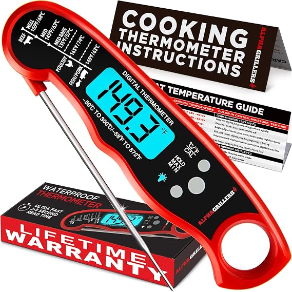 Instant Read Digital Meat Thermometer, Fast Accurate Food Thermometer for Grilling, Cooking & BBQ