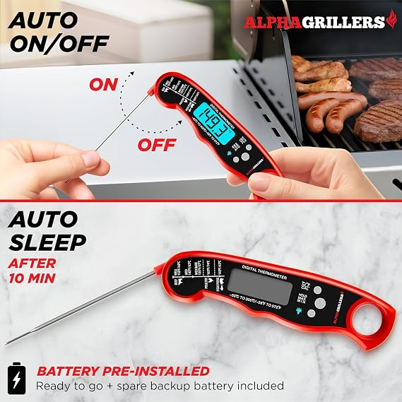 Instant Read Digital Meat Thermometer, Fast Accurate Food Thermometer for Grilling, Cooking & BBQ