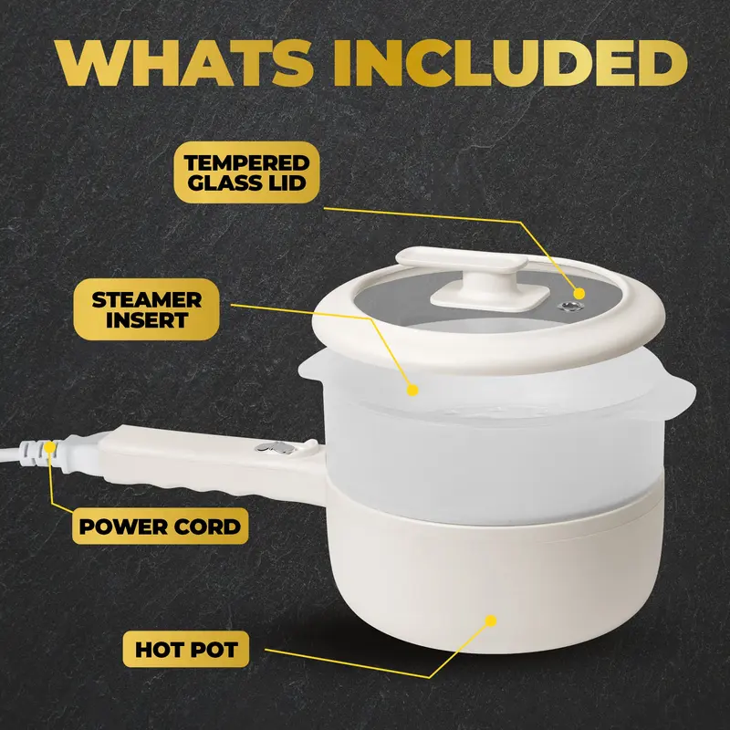 Electric Ceramic Skillet with Lid & Steamer, Nonstick Multi-Function Hot Pot for Cooking