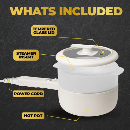 Electric Ceramic Skillet with Lid & Steamer, Nonstick Multi-Function Hot Pot for Cooking