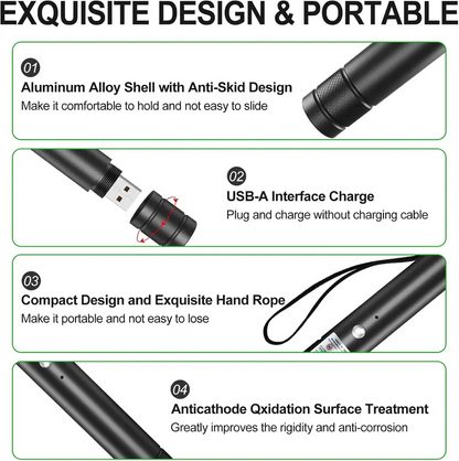 Rechargeable Green Laser Pointer – Long-Range Line Light Flashlight & Interactive Cat Toy