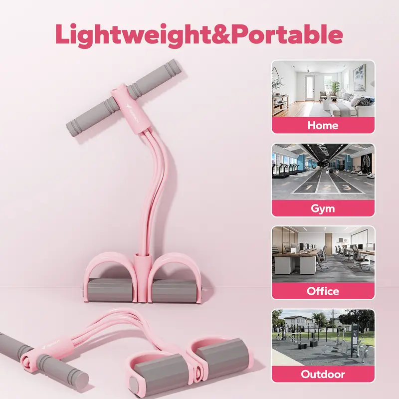 Multifunctional Pedal Resistance Band with Handles, Full Body Home Workout Exercise Equipment
