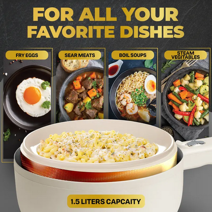 Electric Ceramic Skillet with Lid & Steamer, Nonstick Multi-Function Hot Pot for Cooking