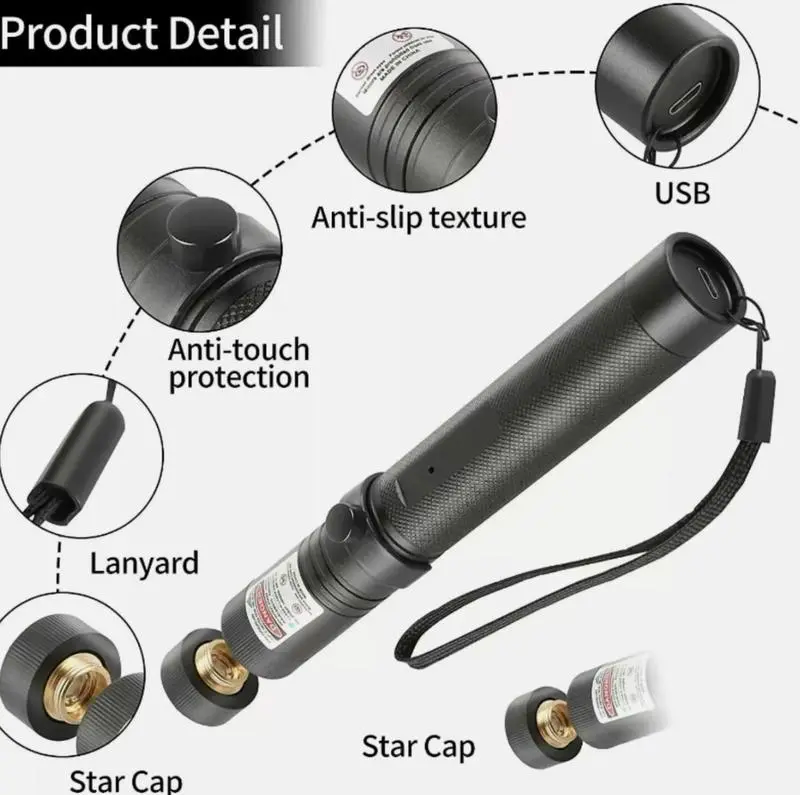 Rechargeable Green Laser Pointer – Long-Range Line Light Flashlight & Interactive Cat Toy