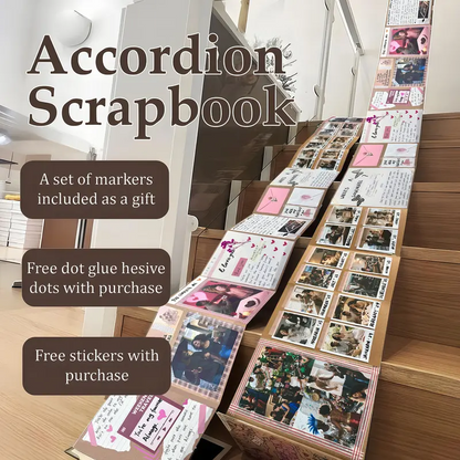 Accordion Foldable Scrapbook Album DIY Craft Kit, Memory Photo Book with Stickers, Markers & Gift Bag