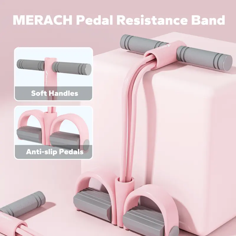 Multifunctional Pedal Resistance Band with Handles, Full Body Home Workout Exercise Equipment