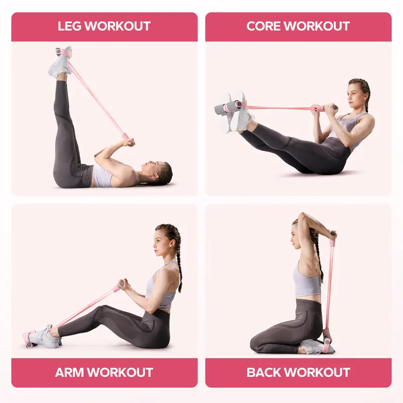 Multifunctional Pedal Resistance Band with Handles, Full Body Home Workout Exercise Equipment